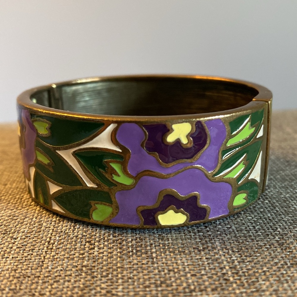 Lee Angel Purple Floral Cloisonné Bracelet